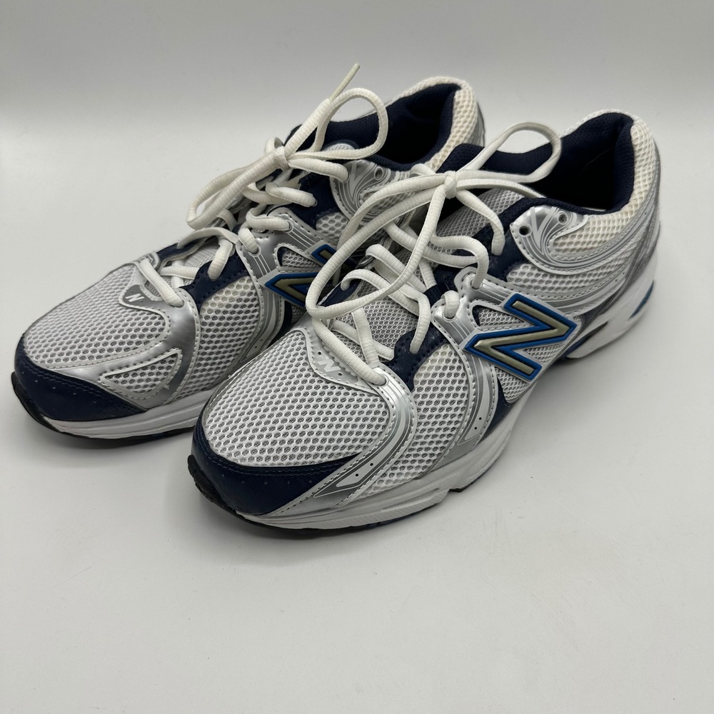 New Balance 470 Mens 8.5 Running Shoes White Silver Navy Blue MR470WSB